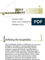 Hospitality Management: Lecture Notes Assoc. Prof. Daniela Popova, PHD Autumn, 2012