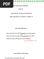 Macroeconomic Analysis I Topic 4: Consumption, Saving and Investment (Abel, Bernanke & Croushore: Chapter 4)