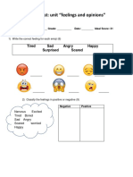 English Test: Unit "Feelings and Opinions"