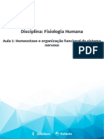 Aula 1 - Homeostase e Organização Funcional Do Sistema Nervoso