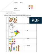 English Worksheet - 3 Standard - I Name: I. Fill in The Blanks