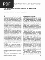 The Influence of Anterior Coupling On Mandibular Movement