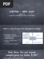 E&FBM - MBA 2020: Session 2 Corporate Entrepreneurship & Innovation