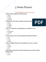 Identifying Nouns Practice Questions: Select The Answer Choice That Identifies The Noun in The Sentence