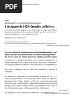 6 de Agosto de 1825 - Creación de Bolivia