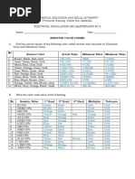 Resistor Color Coding Exam Answer Key