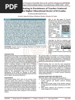 Factors Contributing To Persistence of Teacher Centered Learning in The Higher Educational Sector of Sri Lanka