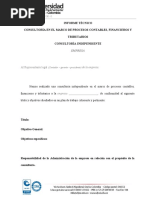 Informe Final de La Consultoría en Procesos Contables, Financieros y Tributarios