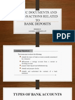 Basic Documents and Transactions Related TO: Bank Deposits