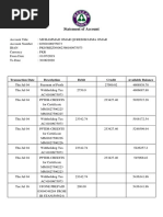 Statement of Account: Transaction Date Description Debit Credit Available Balance