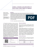 Formulation, Evaluation and Optimization of Sustained Release Matrix Tablets of Captopril