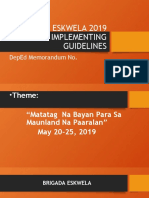 Brigada Eskwela 2019 Implementing Guidelines: Deped Memorandum No