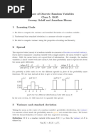 Variance of Discrete Random Variables Class 5, 18.05 Jeremy Orloff and Jonathan Bloom 1 Learning Goals