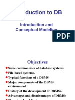 Introduction To DB: Introduction and Conceptual Modeling