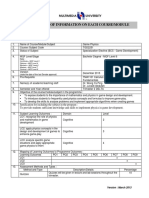 Summary of Information On Each Course/Module