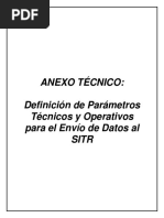 DEFINICIÓN DE PARÁMETROS TÉCNICOS Y OPERATIVOS PARA EL ENVIO DE DATOS SITR Dic19