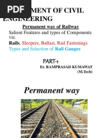 Department of Civil Engineering: Permanent Way of Railway