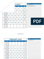 Printable Monthly 2020 Calendar Large Space Appointment Notes