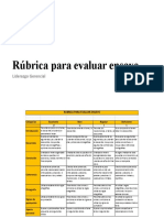 Rúbrica para Evaluar Ensayo