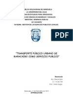 Transporte Público Urbano de Maracaibo Como Servicio Publico