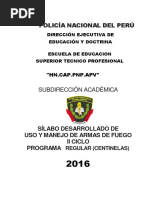 SILABO USO Y MANEJO DE ARMAS DE FUEGO II SEMESTRE Hoy PDF