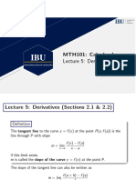 MTH101: Calculus I Lecture 5: Derivatives: International Burch University