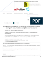 Estudio de La Prevalencia de Caries y Su Relación Con Factores de Higiene Oral y Hábitos Cariogénicos en Escolares