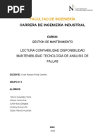 Lectura Confiabilidad Disponibilidad Mantenibilidad Grupo 2