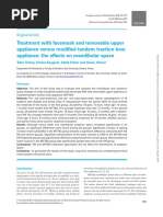 Treatment With Facemask and Removable Upper Appliance Versus Modified Tandem Traction Bow Appliance: The Effects On Mandibular Space