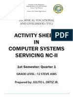 Activity Sheets IN Computer Systems Servicing Nc-Ii: 1st Semester: Quarter 1