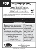 Installation Instructions: Model Number VFI30 Gas Fired Direct Vent Room Heater Inserts