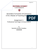 Secondary Curriculum 1A Commerce 1714.1 Master of Teaching (Secondary) Assignment 1