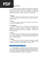 Types of Speech Style and Communicative Strategy