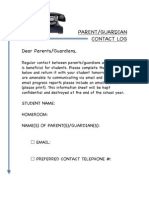 Parent Guardian Contact Log