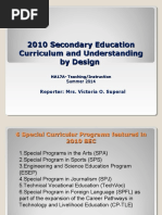 2010 Secondary Education Curriculum and Understanding by Design