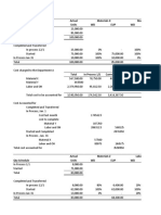 Actual Materials X Materials Y Qty Schedule Units WD EUP WD