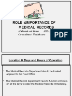 Role Importance of Medical Records: Mahboob Ali Khan Mha, CPHQ Consultant Healthcare