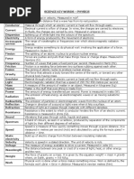 Physics Key Words