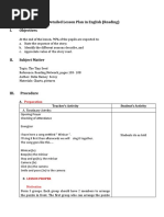 A Detailed Lesson Plan in English (Reading) I. Objectives: - Preparation