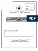 Andhra Pradesh State Council of Higher Education: Application For Starting New Post Graduate (Un-Aided) Courses 2011-2012