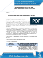 Actividad de Aprendizaje Unidad 1 Introduccion A Los Sistemas de Gestion de La Calidad