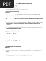 1.8 Simplifying Algebraic Expressions