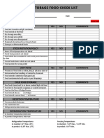 Storage Food Check List: Dry Goods YES NO Comments