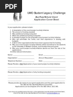 UWO Student Legacy Challenge Applcation Cover Page