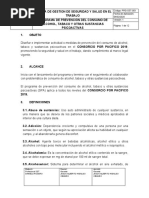 PRG-SST-001 Programa de Prevención Del Consumo de Alcohol, Tabaco y Otras Sustancias Psicoactivas SPA