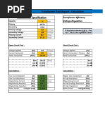 Transformer Test Report - Calculation Transformer Specification