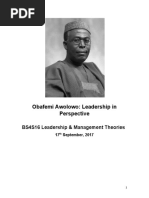 Obafemi Awolowo: Leadership in Perspective: BS4S16 Leadership & Management Theories