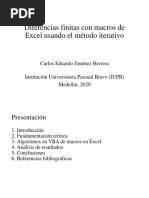 Carlos - Jimenez - Electromagnetismo - DIFERENCIAS FINITAS CON MACROS DE EXCEL USANDO EL MÉTODO ITERATIVO