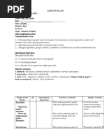 Lesson Plan: Stages of The Lesson SC Operational Objectives Teacher's Activity Pupils' Activity