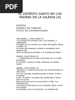 El Espíritu Santo en Los Padres de La Iglesia. 4 de 16. Hipólito. Eusebio de Cesaréa. Proclo de Constantinopla